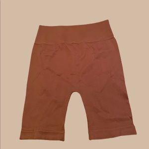 Cognac Ribbed Biker Shorts